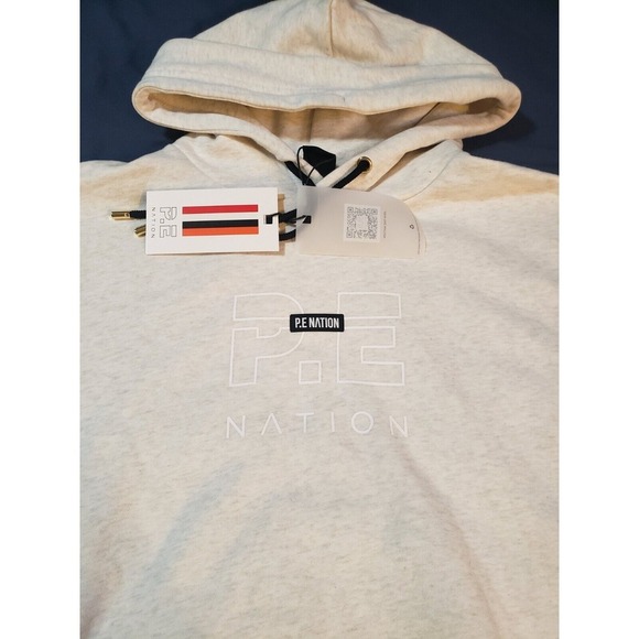 P.E. Nation NWT Womens Endurance Drawstring Hoodie Sweatshirt White M Pullover - Picture 3 of 16